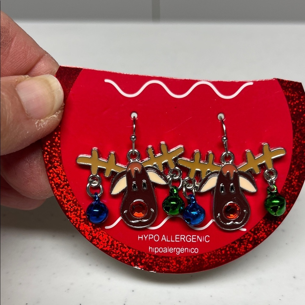 Reindeer Earrings with Jingle Bells
